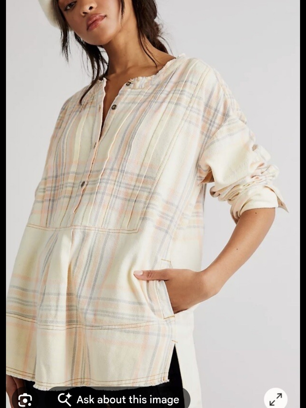 Free People Dunes Pintuck Top - Plaid Flannel Tunic